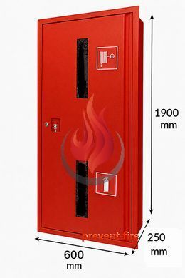 Шафа пожежна 1900х600х250 вбудована без задньої стінки